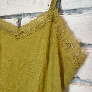 Y2K Bright Olive Green Lace Camisole